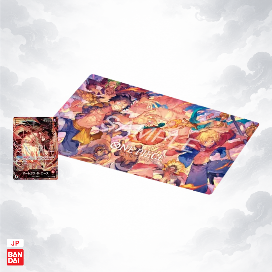 One Piece Official Playmat & Card Set – The Battle for the Mera Mera Fruit Edition (Japanese)